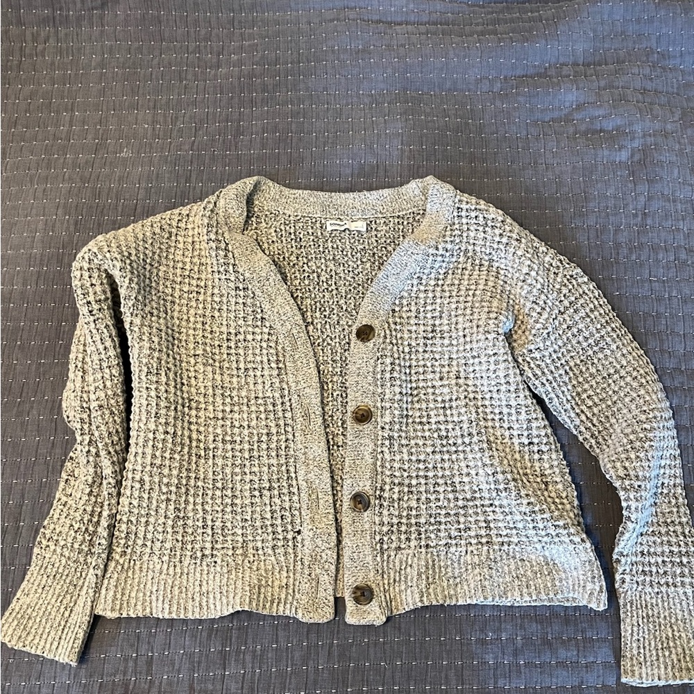 Cozy Gray Button-Up Sweater